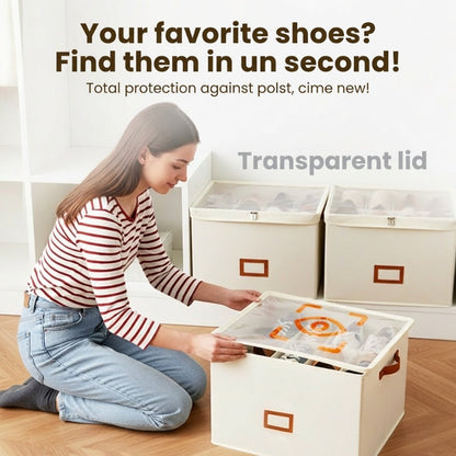 👟 Fabric Shoe Organizer Storage Box – Foldable, Large Capacity, Dustproof & Breathable for Closet & Bedroom Polarvix®🧺✨