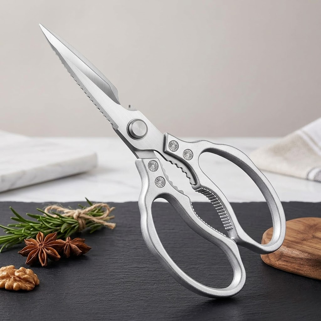 Verotixacosh Heavy Duty Kitchen Shears, Multipurpose Food Scissors with Non-Slip Handle, Dishwasher Safe Kitchen Scissors for Meat, Chicken, Poultry, Fish, and Herbs, Sharp Stainless Steel, 1-Pack