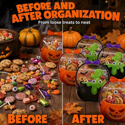 50 Pcs Halloween Goodie Bags – Clear Cauldron Candy Favor Bags---Polarvix®