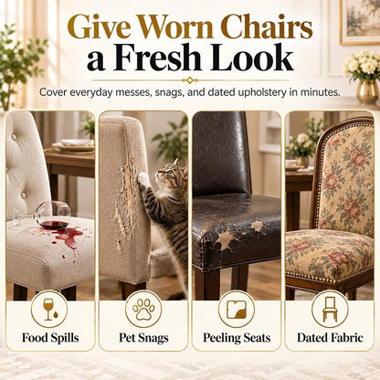 🔥 Buy 1 Get 1 Free! 🪑Baroque Luxury Stretch Dining Chair Slipcover | Gold Pattern Washable Furniture Protector, Refresh & Protect Your Dining Chairs