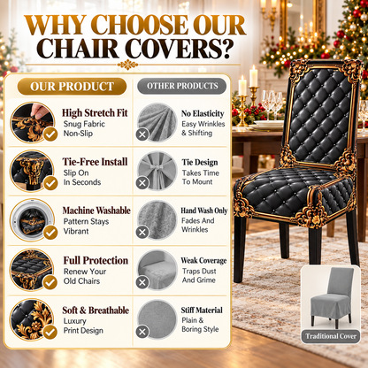 🔥 Buy 1 Get 1 Free! 🪑Baroque Luxury Stretch Dining Chair Slipcover | Gold Pattern Washable Furniture Protector, Refresh & Protect Your Dining Chairs