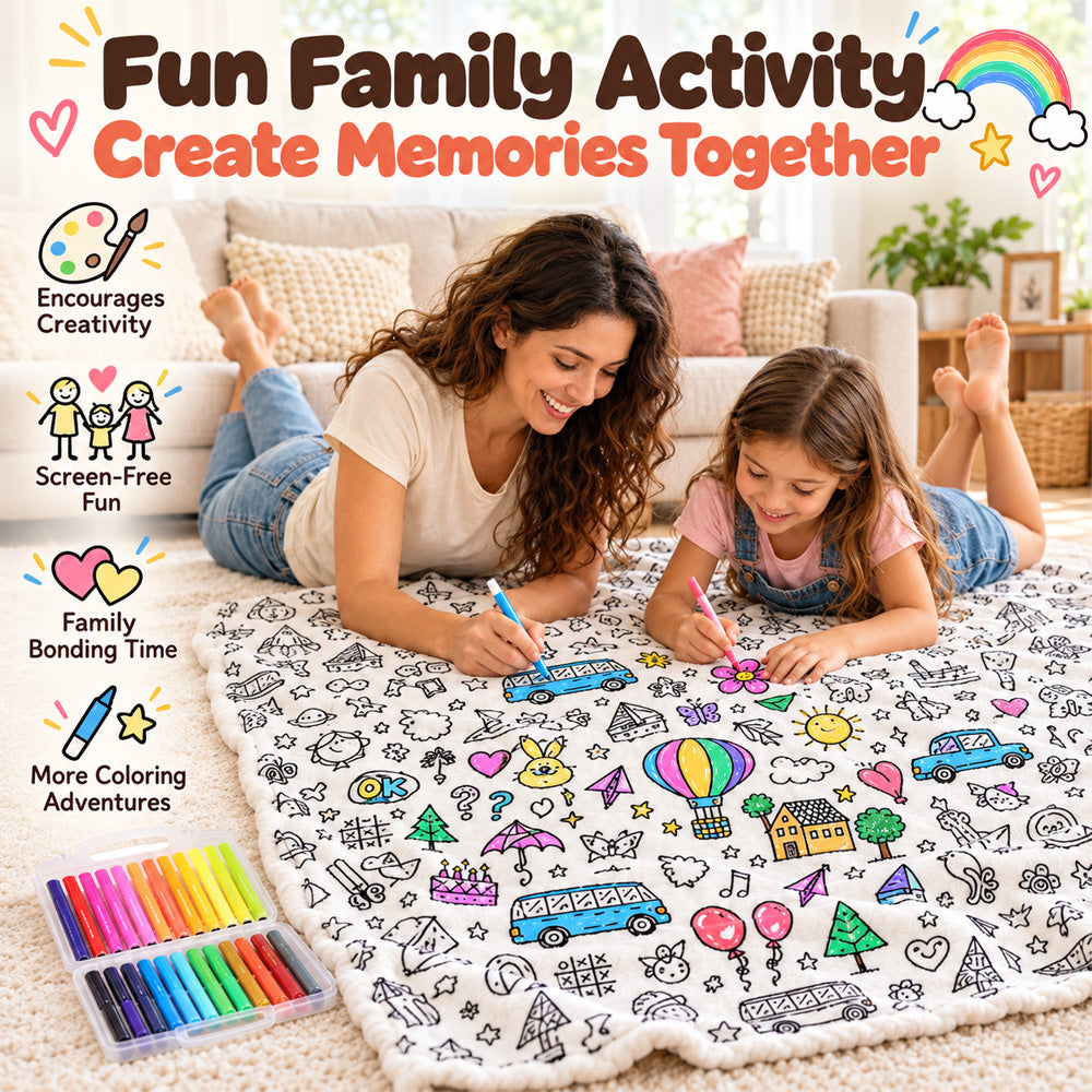 LAST DAY SALE 50% OFF+Free Marker Pen Set!!🎨✨Creative Cozy Coloring Blanket Kit | Creative Arts & Crafts, Ultimate DIY Gift