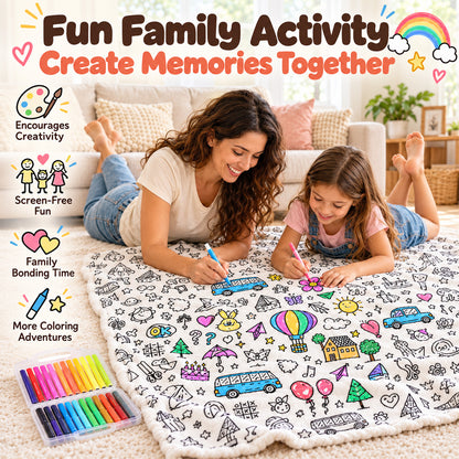 LAST DAY SALE 50% OFF+Free Marker Pen Set!!🎨✨Creative Cozy Coloring Blanket Kit | Creative Arts & Crafts, Ultimate DIY Gift