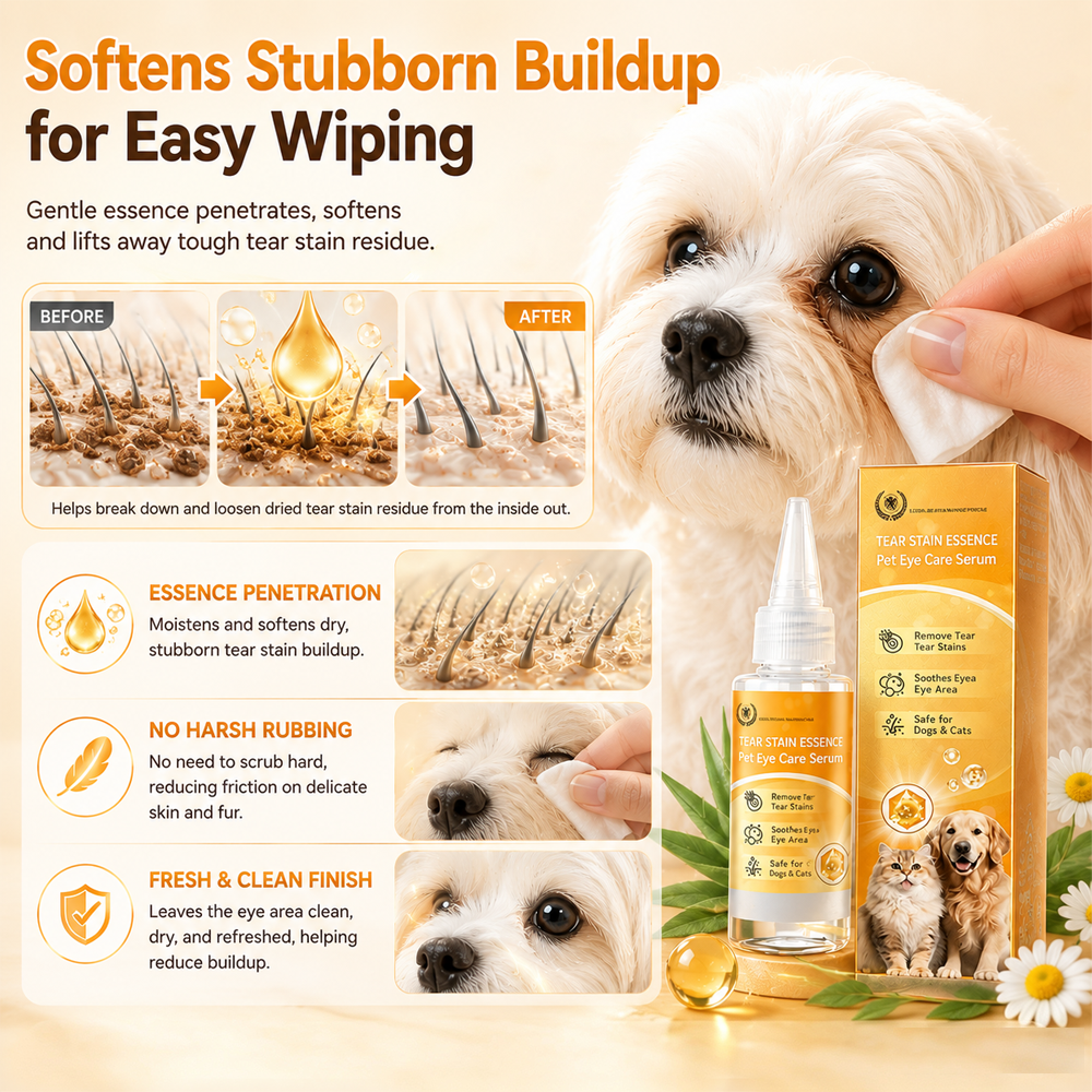 Daily Eye Cleaning--Gentle Pet Eye Stain Remover Drops, Nourishing Soothing Essence for Dogs and Cats Polarvix®