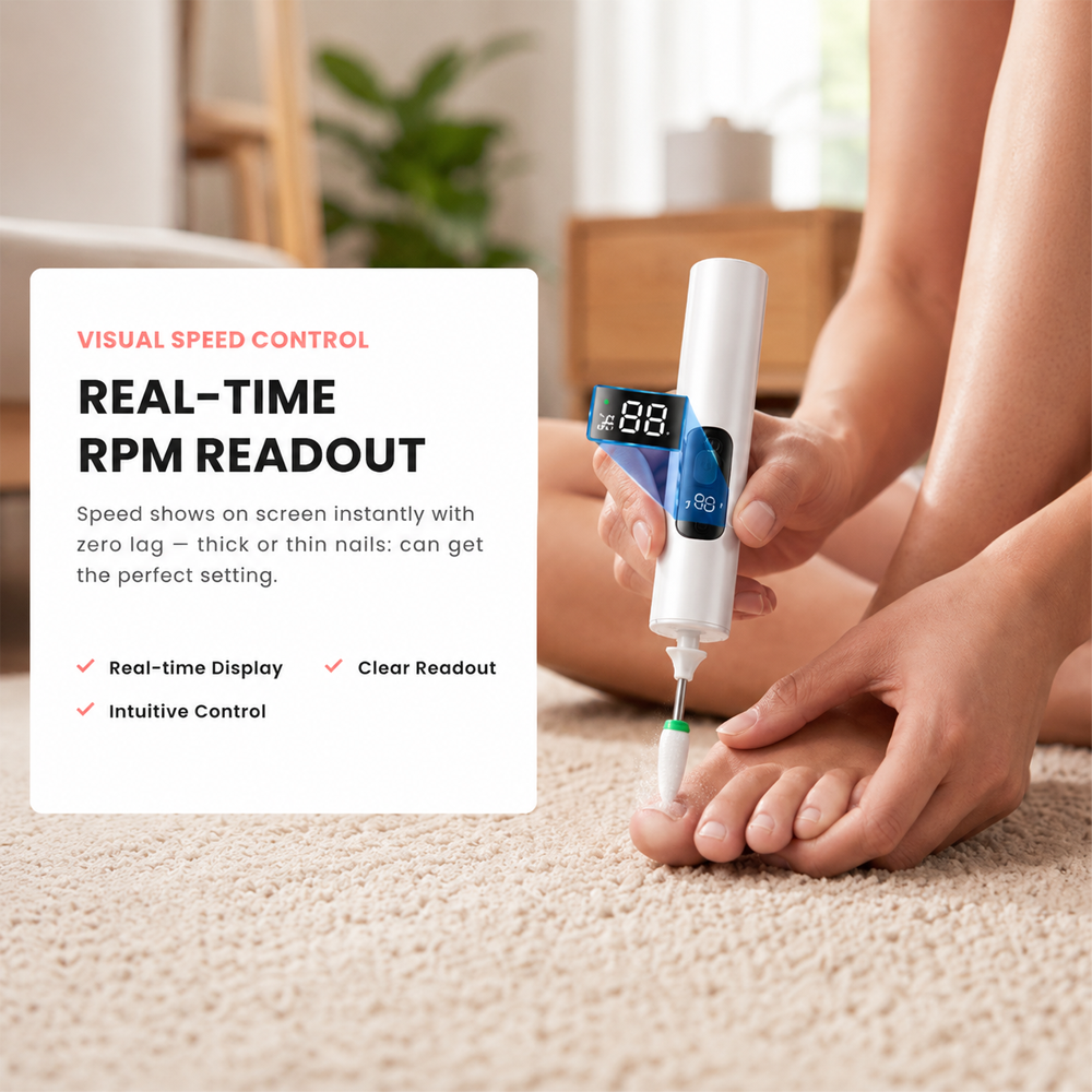 🥳2026 HOT SALE🥳50% OFF! 💅 Professional Electric Nail Polisher – Smooths thick nails. Multiple heads for shaping & buffing---Polarvix®