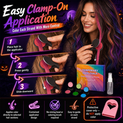🔥 LIMITED-TIME OFFER – 40% OFF! 🌈 12-Color Temporary Hair Chalk Set for Halloween, Parties & Festivals 🎃---Polarvix®