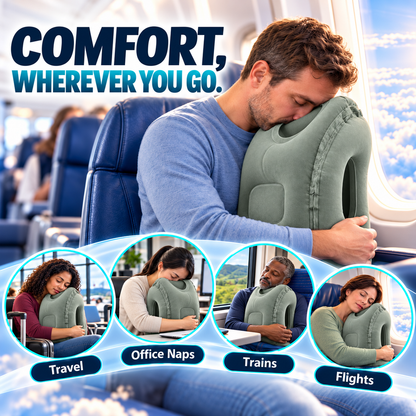 😴 LIMITED-TIME 40% OFF! ✈️ Inflatable Ergonomic Hollow-Cutout Travel Pillow – PVC Flocking, Quick Inflate, With Storage Bag ✨