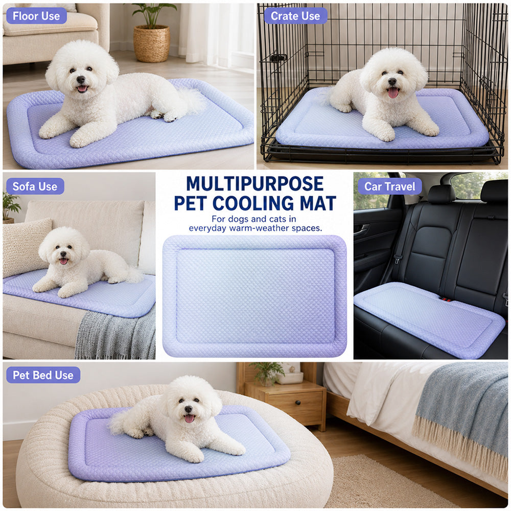 ❄️Pet Cooling Mat for Dogs & Cats 🐾  Naturally Cool Ice-Silk Pad • Breathable, Washable & Soft---Polarvix®