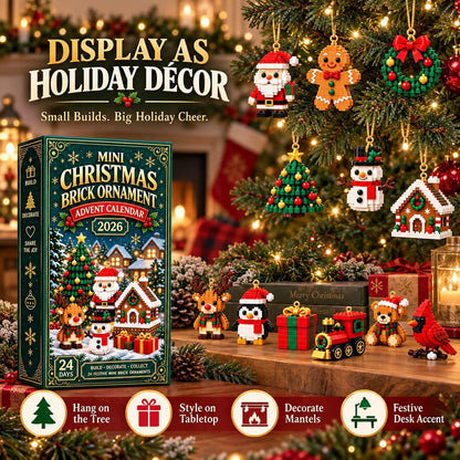 🎄 24-Day Mini Christmas Ornament Advent Calendar | 24 unique festive buildable designs with hanging loops—perfect for decorating Christmas trees, wreaths, and holiday displays 🧱