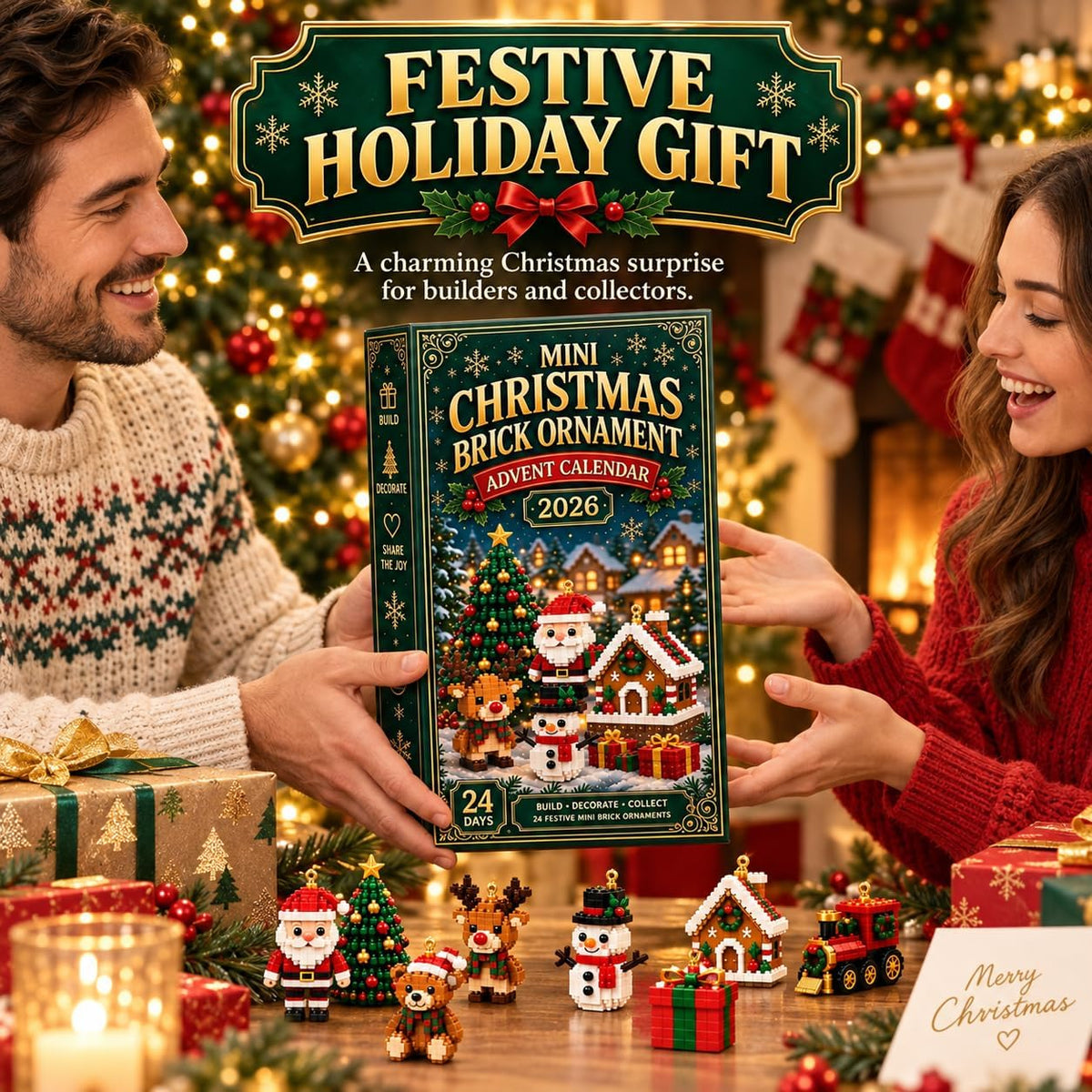 🎄 24-Day Mini Christmas Ornament Advent Calendar | 24 unique festive buildable designs with hanging loops—perfect for decorating Christmas trees, wreaths, and holiday displays 🧱