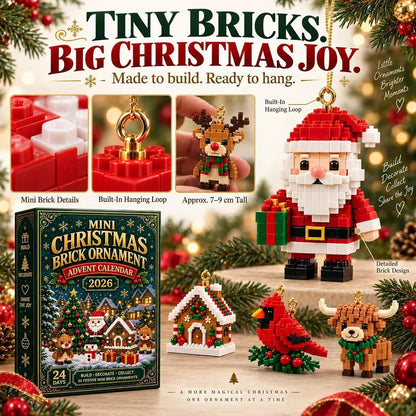🎄 24-Day Mini Christmas Ornament Advent Calendar | 24 unique festive buildable designs with hanging loops—perfect for decorating Christmas trees, wreaths, and holiday displays 🧱