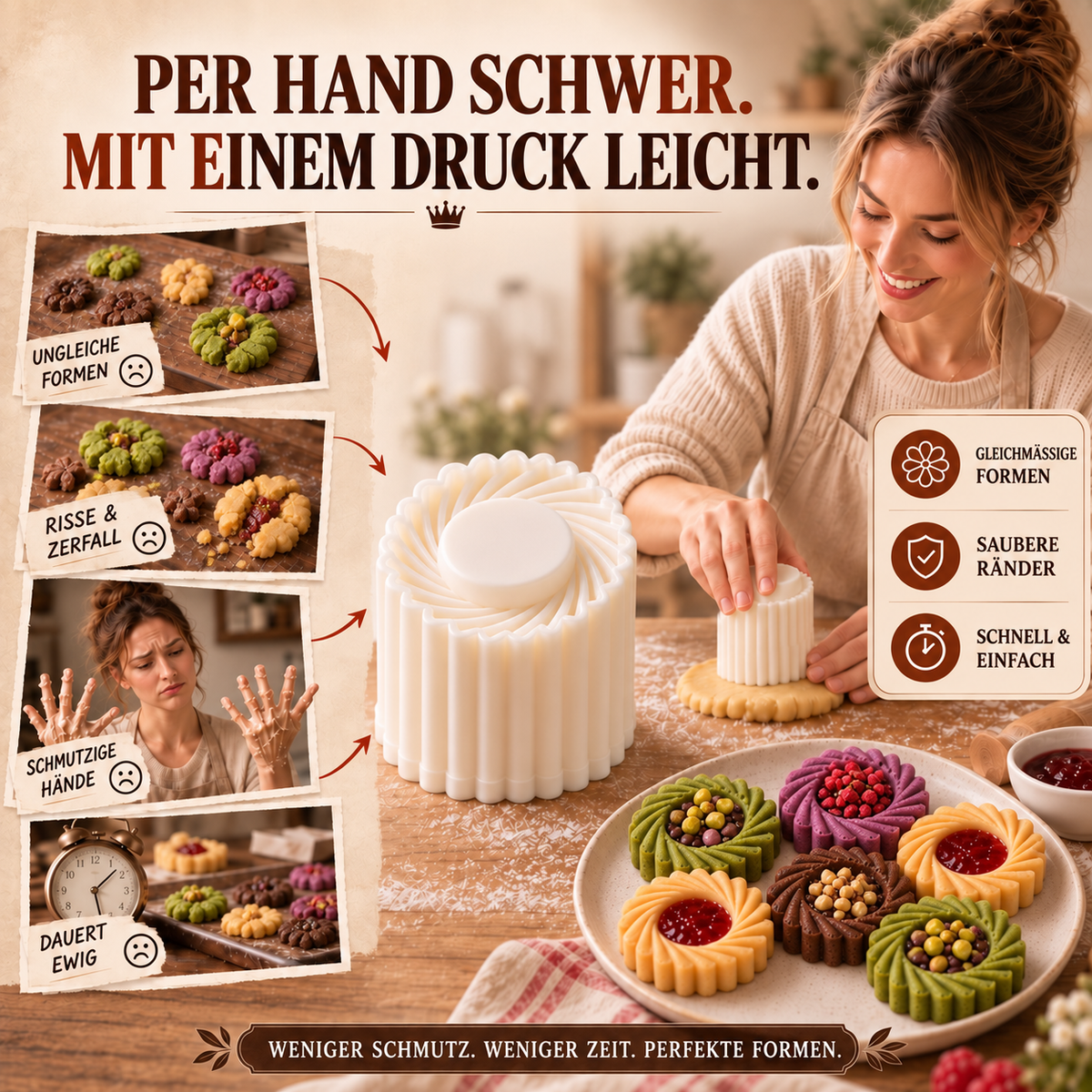 🥮🥮1 kaufen, 1 gratis! Kreative 2-in-1-Teigform – Zwei Designs für einfaches & schönes Backen
