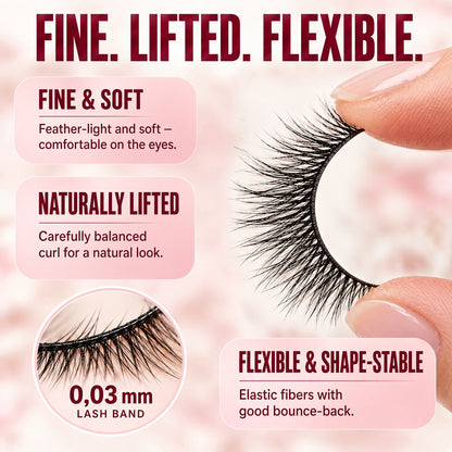 🌺 Self-Stick False Eyelashes – No Glue, 3-Second Application, Natural & Reusable