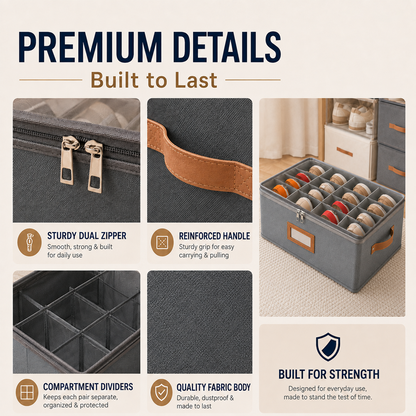 👟 Fabric Shoe Organizer Storage Box – Foldable, Large Capacity, Dustproof & Breathable for Closet & Bedroom Polarvix®🧺✨