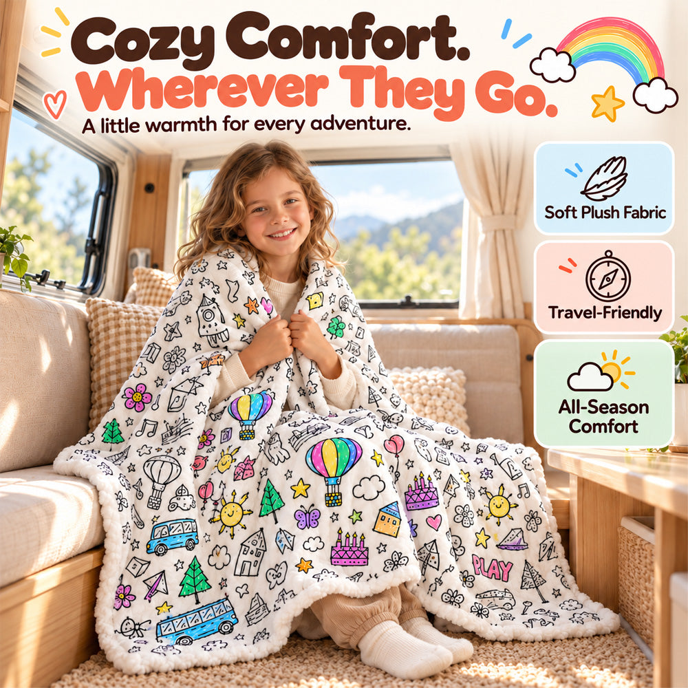 LAST DAY SALE 50% OFF+Free Marker Pen Set!!🎨✨Creative Cozy Coloring Blanket Kit | Creative Arts & Crafts, Ultimate DIY Gift