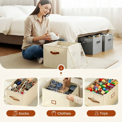 👟 Fabric Shoe Organizer Storage Box – Foldable, Large Capacity, Dustproof & Breathable for Closet & Bedroom Polarvix®🧺✨