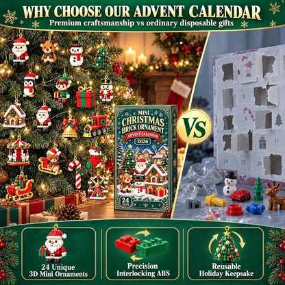 🎄 24-Day Mini Christmas Ornament Advent Calendar | 24 unique festive buildable designs with hanging loops—perfect for decorating Christmas trees, wreaths, and holiday displays 🧱
