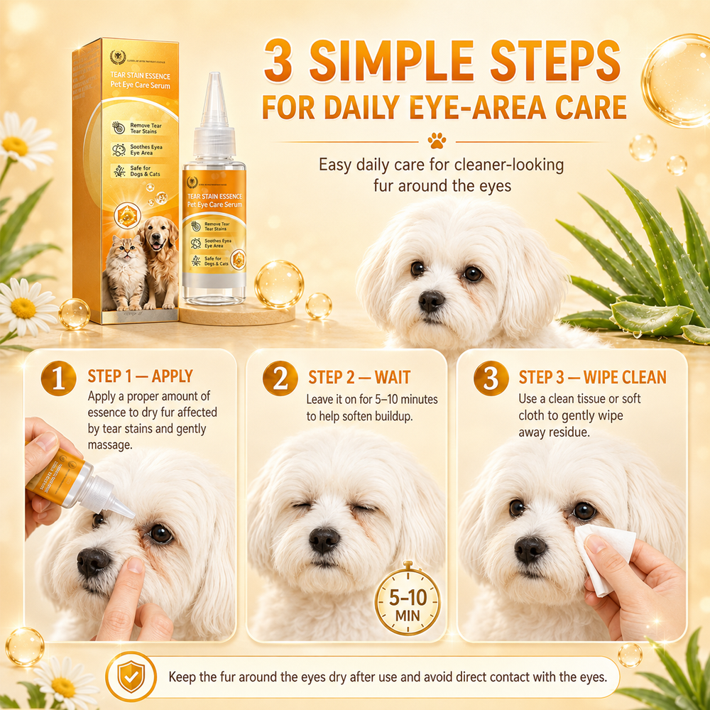 Daily Eye Cleaning--Gentle Pet Eye Stain Remover Drops, Nourishing Soothing Essence for Dogs and Cats Polarvix®