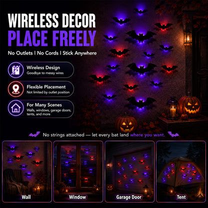 🎃 3D LED Bat Light Halloween Wall Decor🦇🦇 – Polarvix® Glowing Spooky Party Ornaments