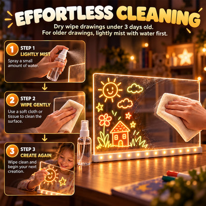 🎨 Light Up LED Drawing Board for Kids, Erasable Acrylic Message Writing Board, Reusable Glow Art Board with Markers✨
