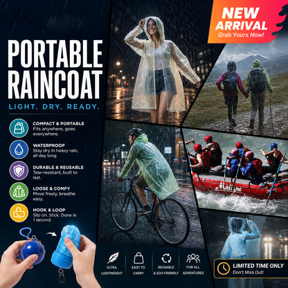 🌧️ Pocket-Size Emergency Rain Poncho, Ball-Packed Waterproof Raincoat, One-Size Lightweight Rain Protection for Travel, Hiking & Outdoor🌈---Polarvix®
