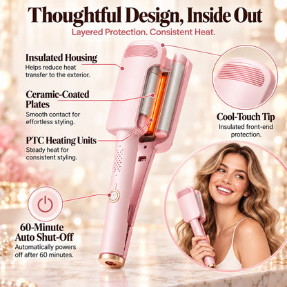 ✨ 💈 LIMITED-TIME ! 💐 Wavy Curling Iron – Effortless Clamp-and-Hold Styling, Save Time on Your Everyday Look