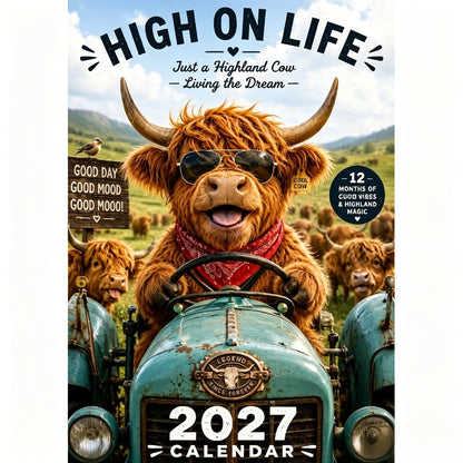 2027 Funny Highland Cow Wall Calendar A4 Hanging Calendar---Polarvix®