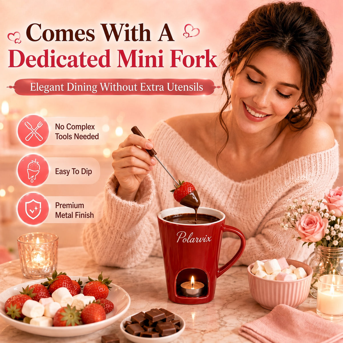 🍫 Chocolate Melting Mug with Fork– Melt, Dip & Enjoy Your Sweet Treats---Polarvix®