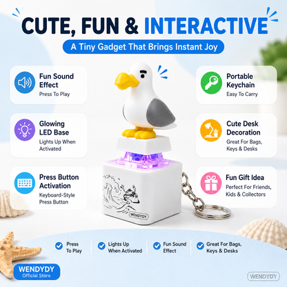 Polarvix® 🎁 Mine Little Bird Voice-Activated Light-Up Electronic Keychain: Squeeze-to-Play Duck-Shaped Creative Keychain