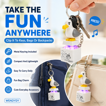 Polarvix® 🎁 Mine Little Bird Voice-Activated Light-Up Electronic Keychain: Squeeze-to-Play Duck-Shaped Creative Keychain