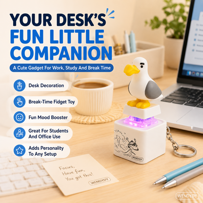 Polarvix® 🎁 Mine Little Bird Voice-Activated Light-Up Electronic Keychain: Squeeze-to-Play Duck-Shaped Creative Keychain