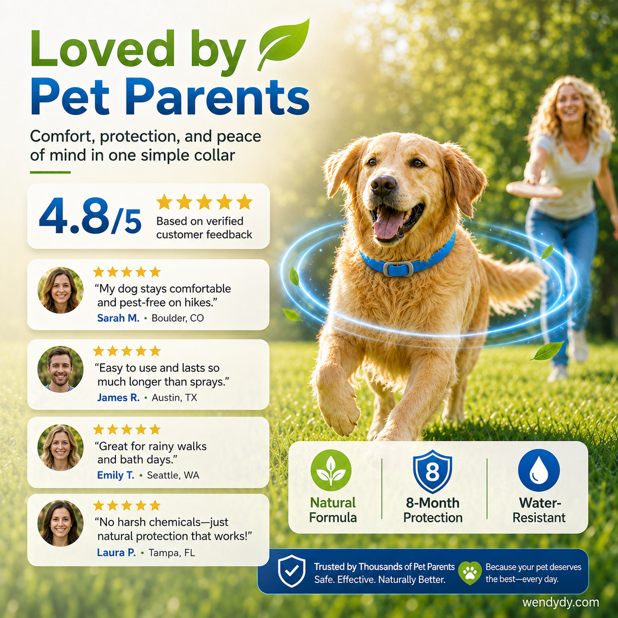 🥳2026 HOT SALE🥳💞50K+ SOLD!🌿🛡️ Natural Essential Oil Pet Pest Repellent Collar——Safe for dogs & cats! 🐾--Polarvix®