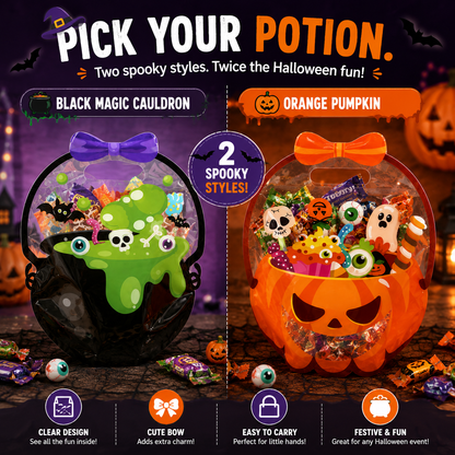 50 Pcs Halloween Goodie Bags – Clear Cauldron Candy Favor Bags---Polarvix®