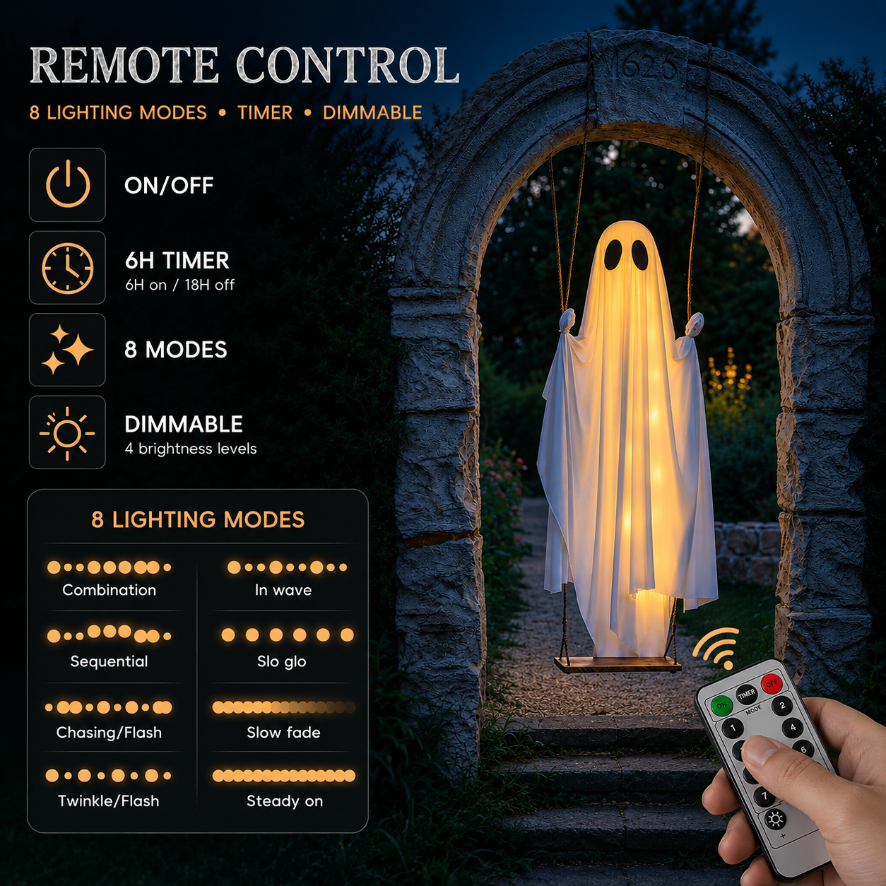 👻 Light-Up Swinging Ghost Halloween Decoration---Polarvix®