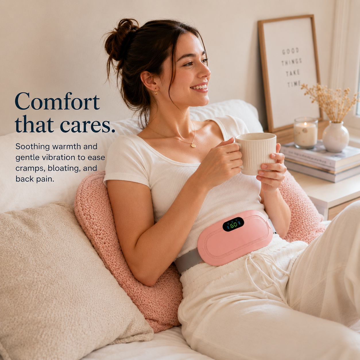 Polarvix®  🌸 Menstrual Heating Pad for Cramps | Fast Pain Relief ♨️ 3 Heat Levels • 3 Massage Modes