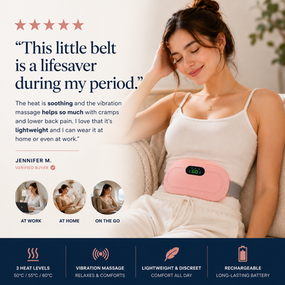 Polarvix®  🌸 Menstrual Heating Pad for Cramps | Fast Pain Relief ♨️ 3 Heat Levels • 3 Massage Modes