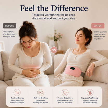 Polarvix®  🌸 Menstrual Heating Pad for Cramps | Fast Pain Relief ♨️ 3 Heat Levels • 3 Massage Modes