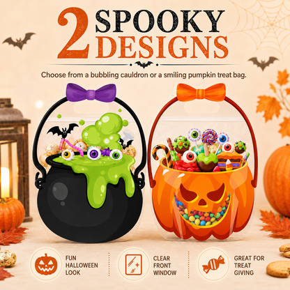 50 Pcs Halloween Goodie Bags – Clear Cauldron Candy Favor Bags---Polarvix®