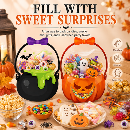 50 Pcs Halloween Goodie Bags – Clear Cauldron Candy Favor Bags---Polarvix®