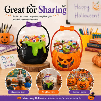 50 Pcs Halloween Goodie Bags – Clear Cauldron Candy Favor Bags---Polarvix®