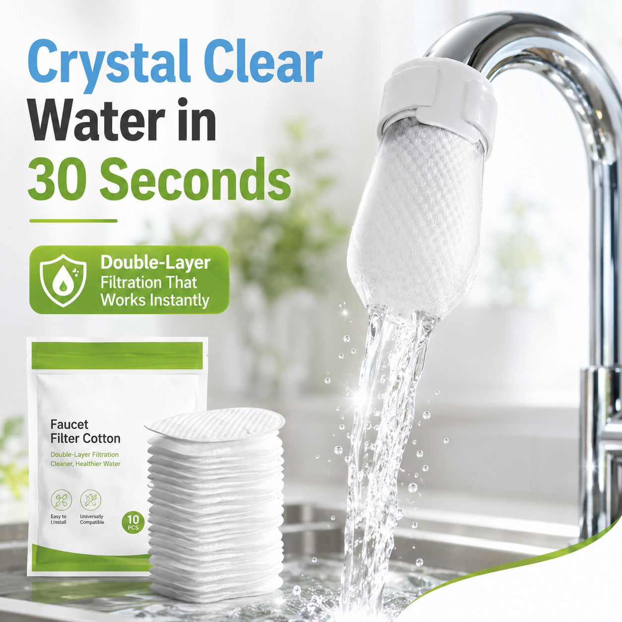 🎉HOT SALE✨Anti-Splash Kitchen Faucet Filter for Sediment & Rust Removal--Polarvix®