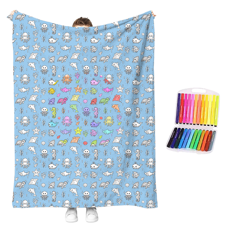 LAST DAY SALE 50% OFF+Free Marker Pen Set!!🎨✨Creative Cozy Coloring Blanket Kit | Creative Arts & Crafts, Ultimate DIY Gift