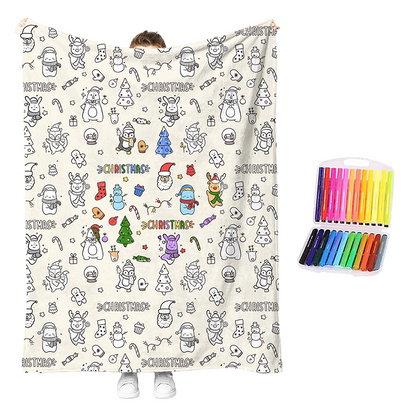 LAST DAY SALE 50% OFF+Free Marker Pen Set!!🎨✨Creative Cozy Coloring Blanket Kit | Creative Arts & Crafts, Ultimate DIY Gift