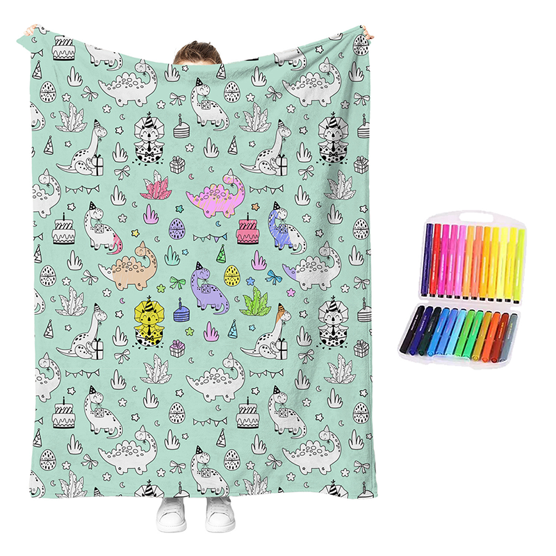 LAST DAY SALE 50% OFF+Free Marker Pen Set!!🎨✨Creative Cozy Coloring Blanket Kit | Creative Arts & Crafts, Ultimate DIY Gift
