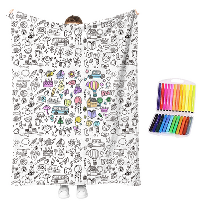 LAST DAY SALE 50% OFF+Free Marker Pen Set!!🎨✨Creative Cozy Coloring Blanket Kit | Creative Arts & Crafts, Ultimate DIY Gift