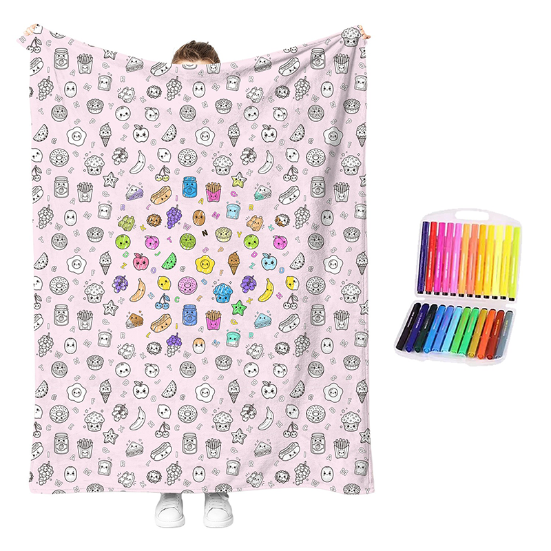 LAST DAY SALE 50% OFF+Free Marker Pen Set!!🎨✨Creative Cozy Coloring Blanket Kit | Creative Arts & Crafts, Ultimate DIY Gift