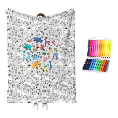 LAST DAY SALE 50% OFF+Free Marker Pen Set!!🎨✨Creative Cozy Coloring Blanket Kit | Creative Arts & Crafts, Ultimate DIY Gift