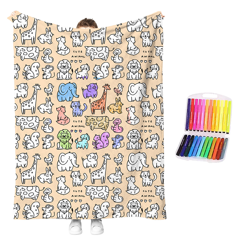 LAST DAY SALE 50% OFF+Free Marker Pen Set!!🎨✨Creative Cozy Coloring Blanket Kit | Creative Arts & Crafts, Ultimate DIY Gift