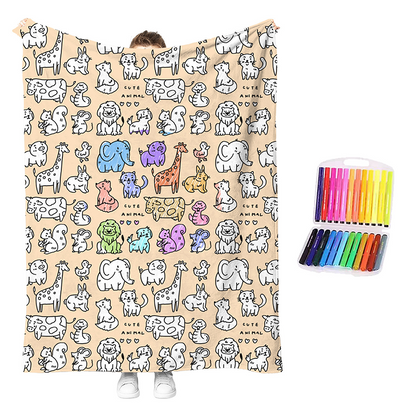 LAST DAY SALE 50% OFF+Free Marker Pen Set!!🎨✨Creative Cozy Coloring Blanket Kit | Creative Arts & Crafts, Ultimate DIY Gift