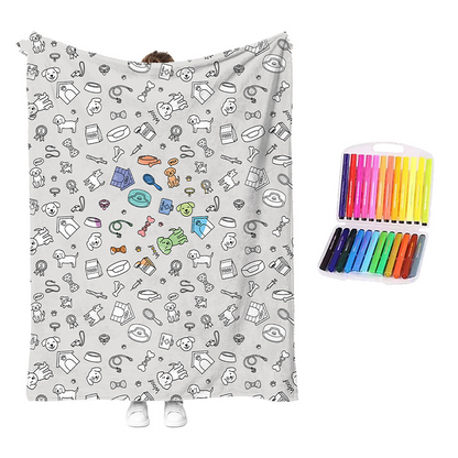 LAST DAY SALE 50% OFF+Free Marker Pen Set!!🎨✨Creative Cozy Coloring Blanket Kit | Creative Arts & Crafts, Ultimate DIY Gift